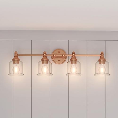 Hesby 4-Light Vanity Lightl - Clear Shade in Satin Copper