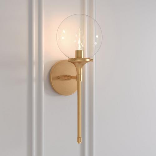 Alfaro Wall Sconce Single light - Clear Shade in Brushed Gold