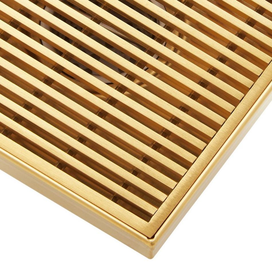 6" Carmen Square Shower Drain with Drain Flange - Brushed Gold, , large image number 4