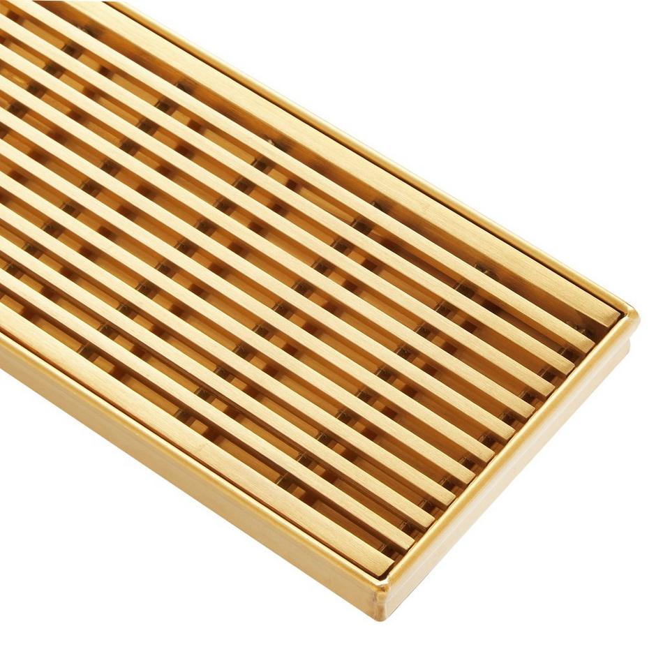 28" Carmen Linear Shower Drain with Drain Flange - Brushed Gold, , large image number 7