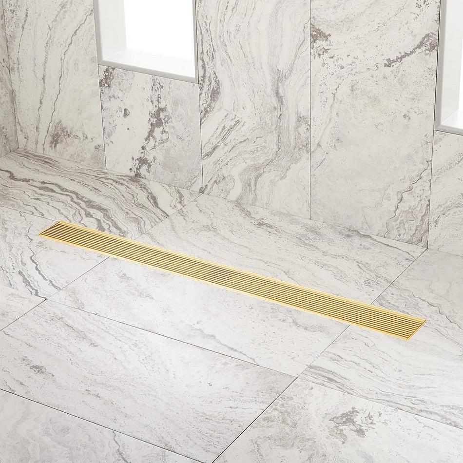 32" Carmen Linear Shower Drain with Drain Flange - Brushed Gold, , large image number 0