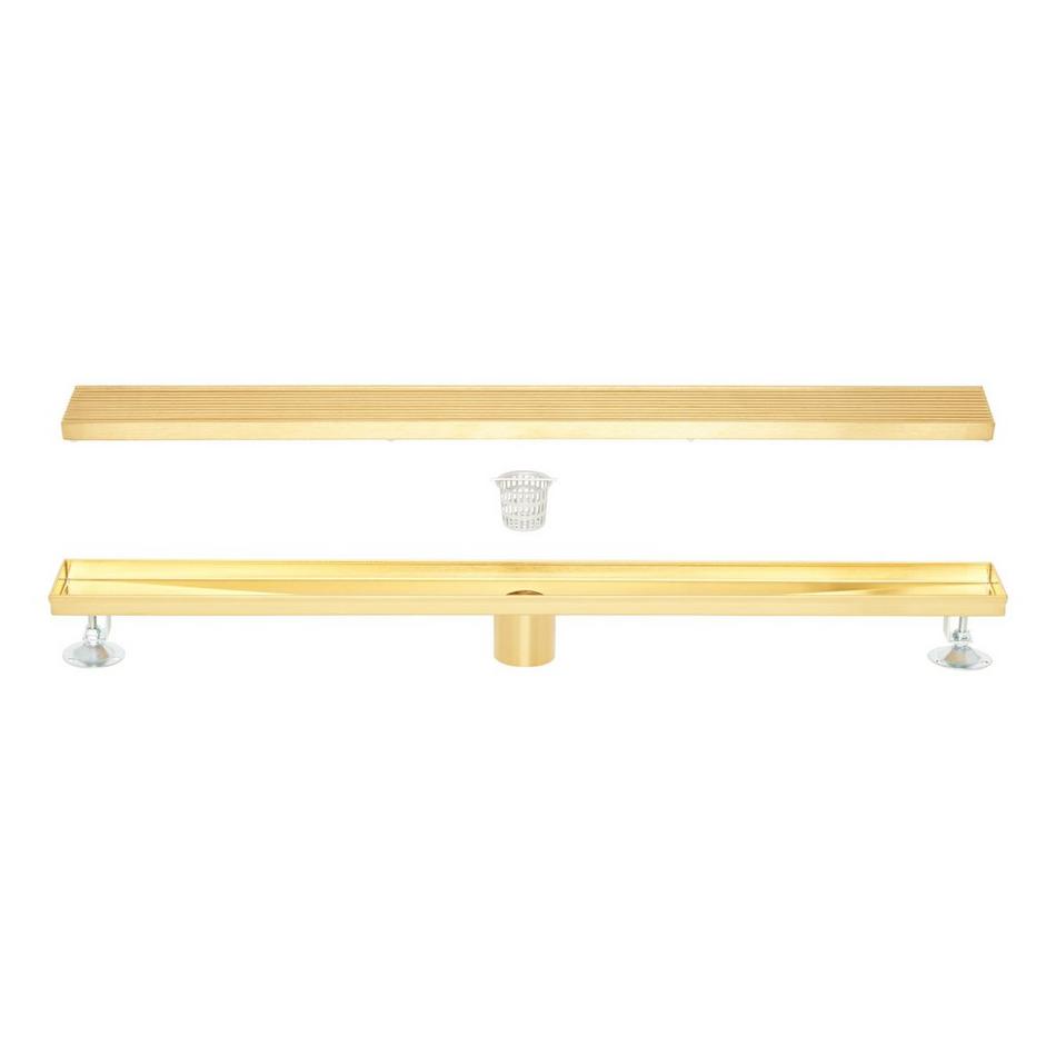 32" Carmen Linear Shower Drain with Drain Flange - Brushed Gold, , large image number 6