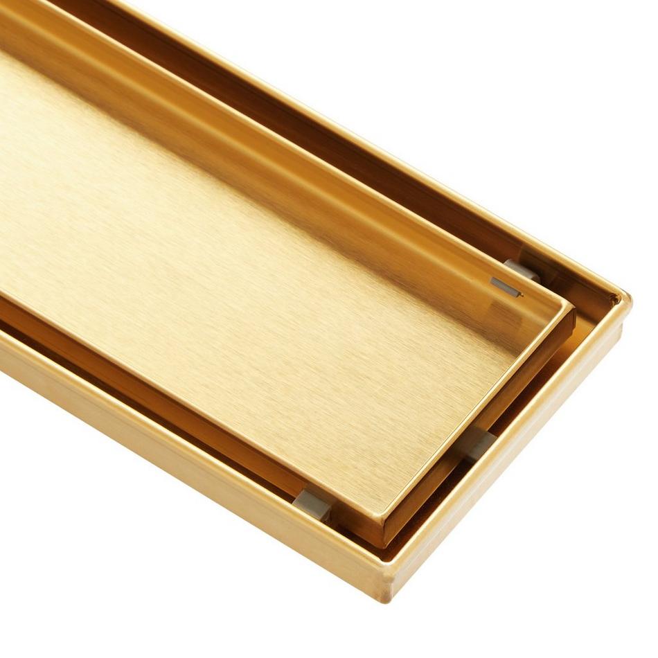 32" Cohen Linear Tile-in Shower Drain with Drain Flange - Brushed Gold, , large image number 7