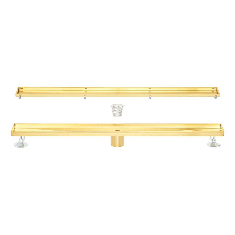 32" Cohen Linear Tile-in Shower Drain with Drain Flange - Brushed Gold, , large image number 6