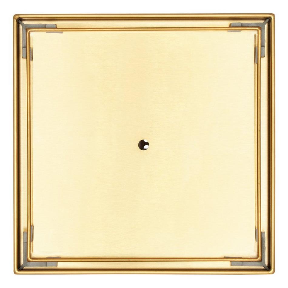 4" Cohen Square Tile-in Shower Drain with Drain Flange - Brushed Gold, , large image number 1