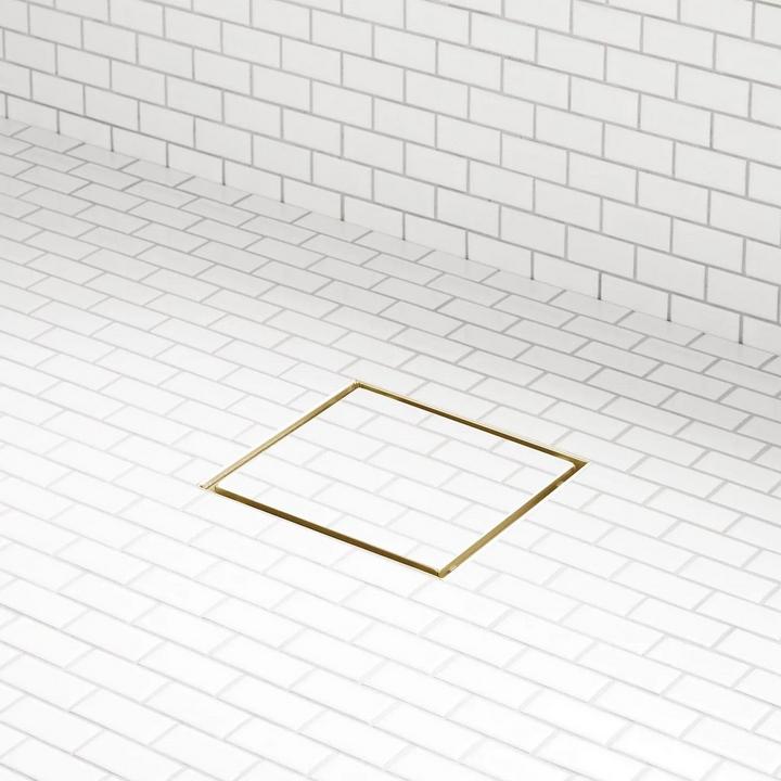 Cohen Square Tile-In Shower Drain with Drain Flange - Polished Brass