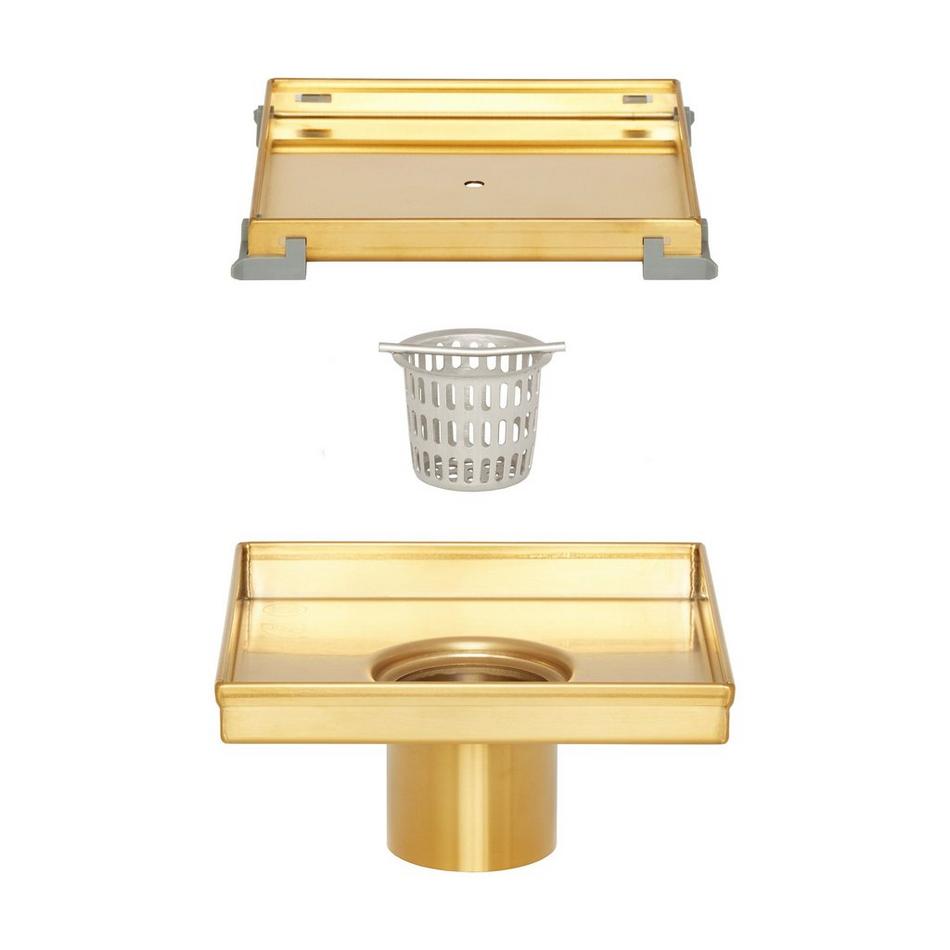 8" Cohen Square Tile-in Shower Drain with Drain Flange - Brushed Gold, , large image number 3