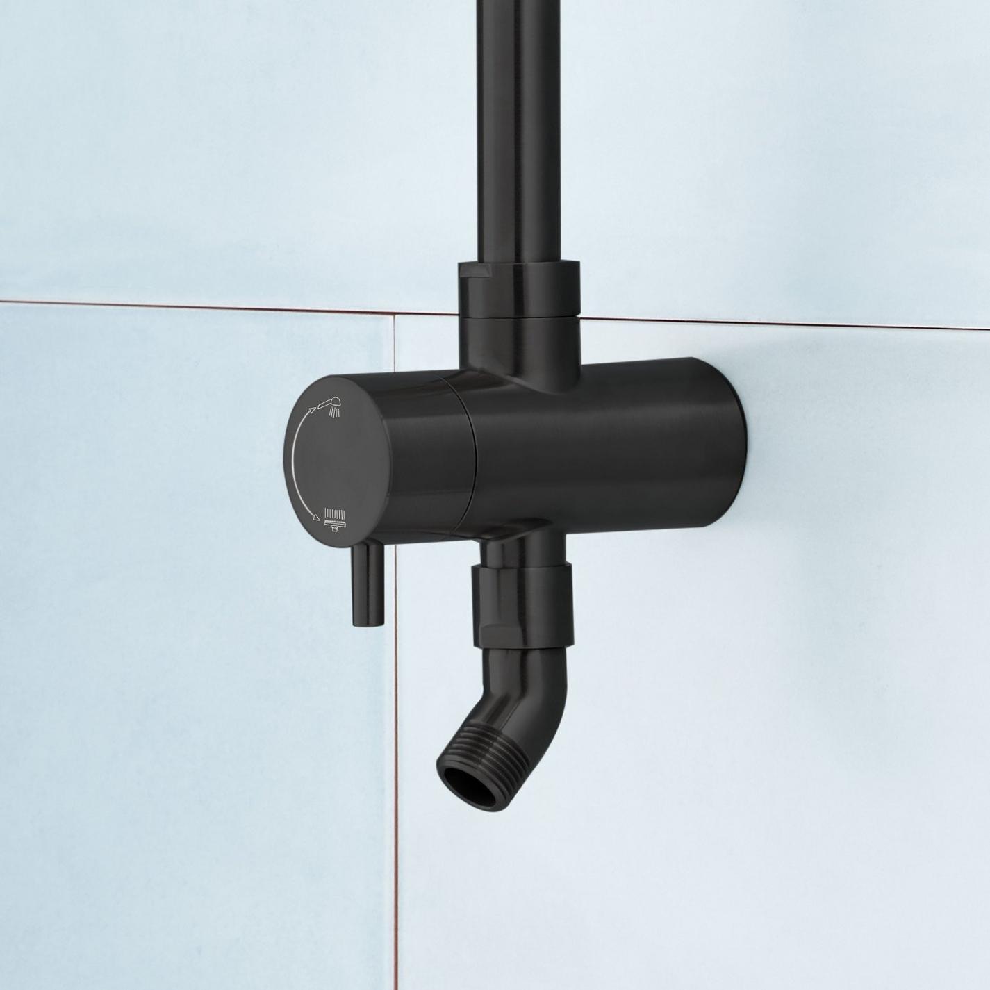 Retrofit Exposed Pipe Shower Rail Matte Black Signature Hardware