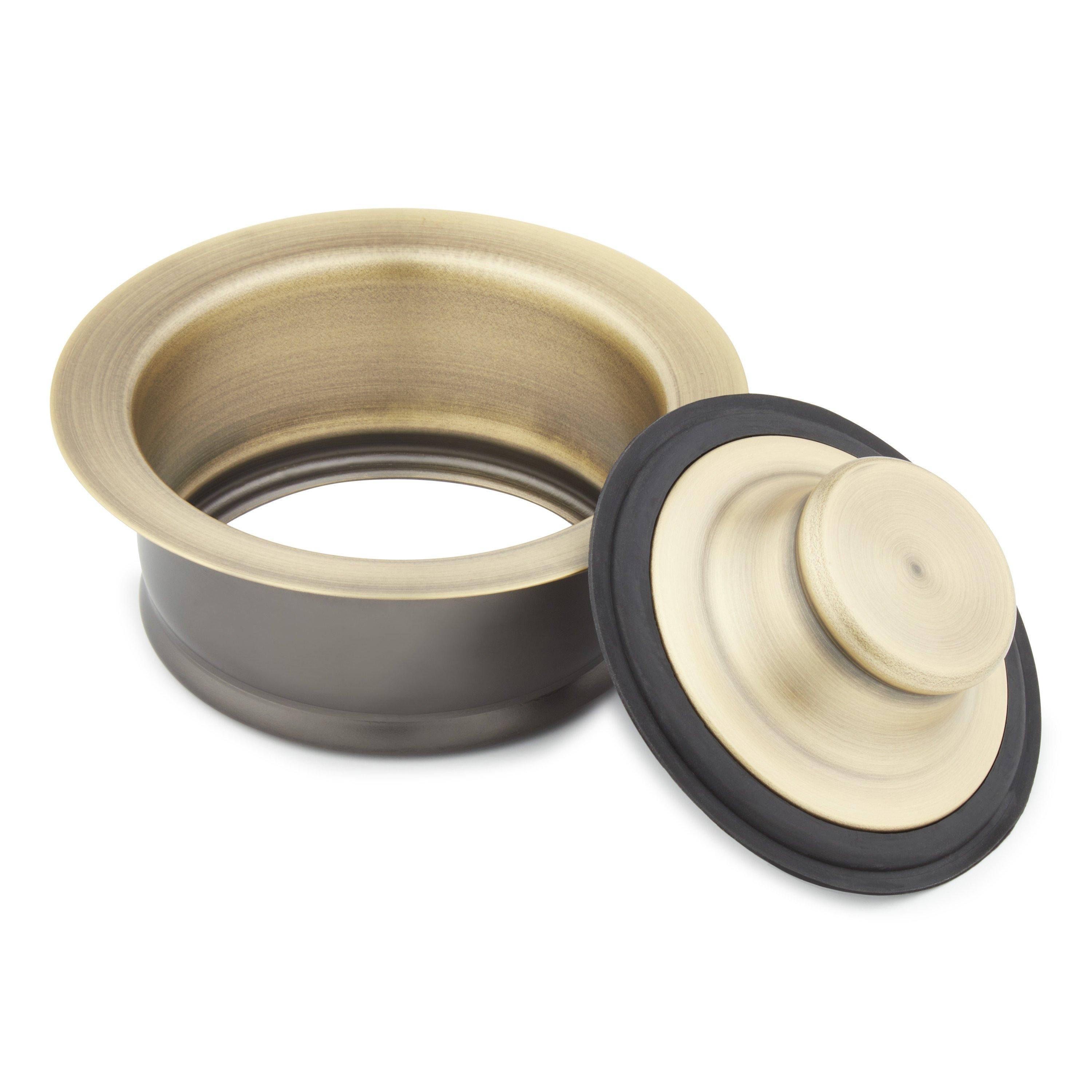Signature Hardware Brass Garbage Disposal Flange And Stopper - Fits Most 3-Bolt Disposals