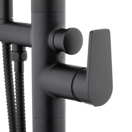 Berwyn Freestanding Tub Faucet with Hand Shower and Rough-In Valve with Stops - Matte Black