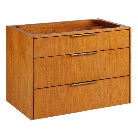30" Dita Wall-Mount Vanity - Honey Oak - Vanity Cabinet Only
