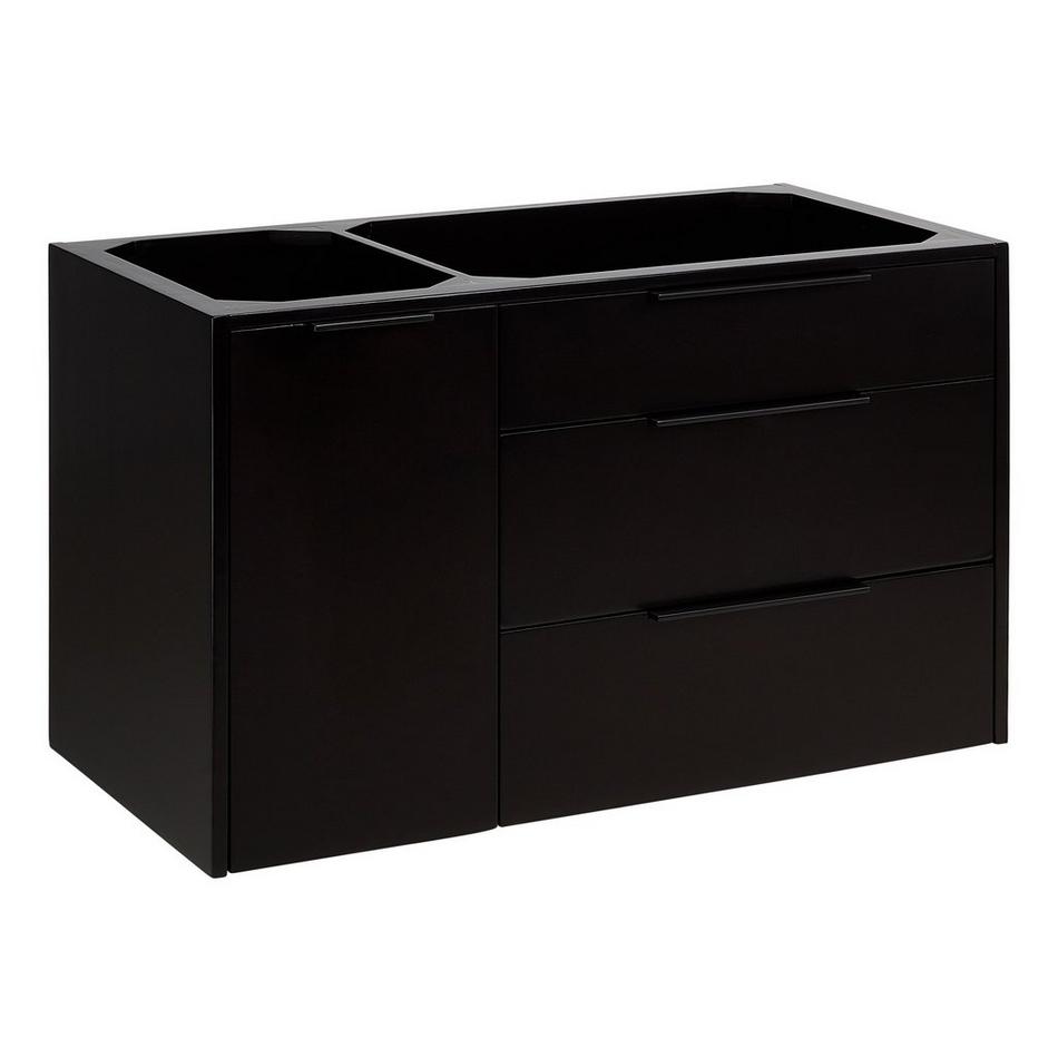 36" Dita Wall-Mount Vanity with Right Offset Rectangular Undermount Sink - Black -Carrara Widespread, , large image number 1