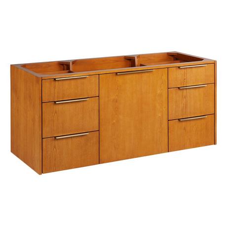 48" Dita Wall-Mount Vanity - Honey Oak - Vanity Cabinet Only
