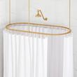 30" X 60" Oval Brass Shower Ring and Ceiling Supports - Brushed Gold, , large image number 0