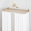 60" X 27" D-Shaped Solid Brass Shower Ring and Ceiling Support - Brushed Gold, , large image number 0