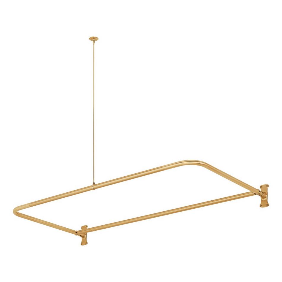 60" X 27" D-Shaped Solid Brass Shower Ring and Ceiling Support - Brushed Gold, , large image number 1