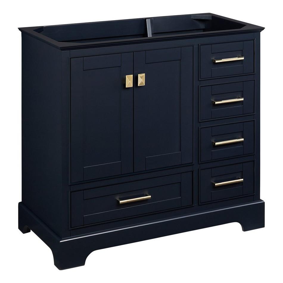 36" Quen Vanity With Left Offset Rect Undermount Sink - Midnight Navy Blue-Carrara Marble Widespread, , large image number 2