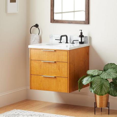 24" Dita Wall-Mount Vanity with Undermount Sink - Honey Oak