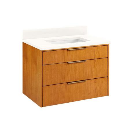 30" Dita Wall-Mount Vanity with Rectangular Undermount Sink - Honey Oak