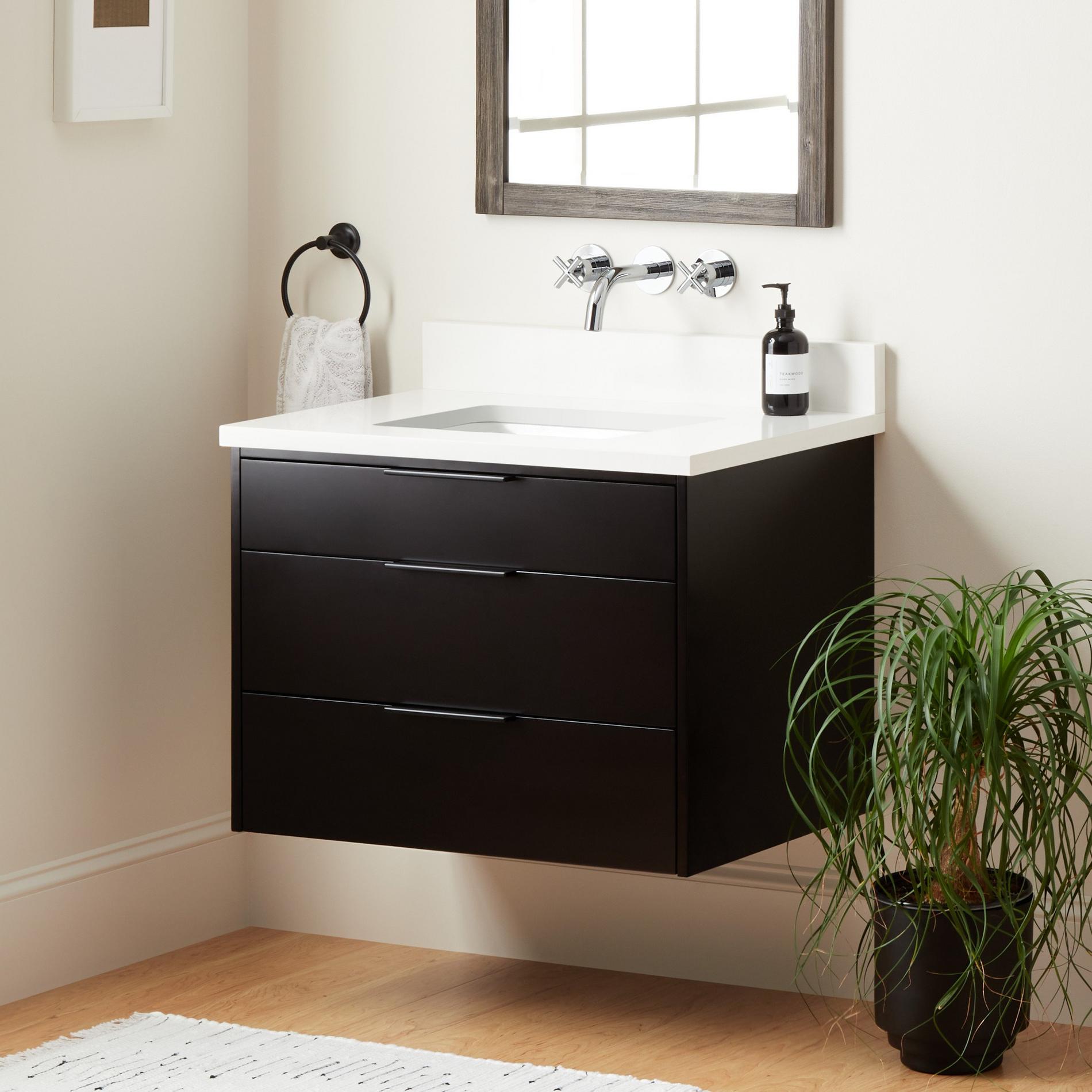 30" Dita Wall-Mount Vanity with Rectangular Undermount Sink - Black ...