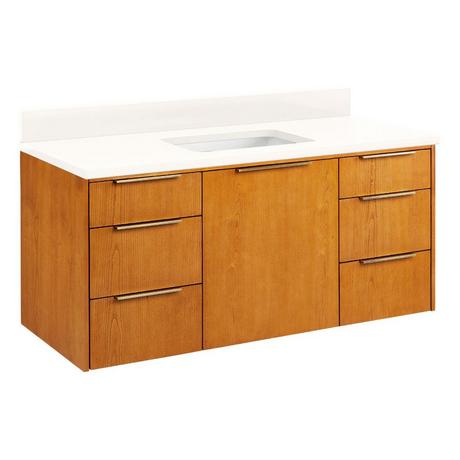 48" Dita Wall-Mount Vanity with Rectangular Undermount Sink - Honey Oak