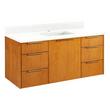 48" Dita Wall-Mount Vanity with Rect Undermount Sink -Honey Oak-Feathered White Quartz 1 Faucet Hole, , large image number 0