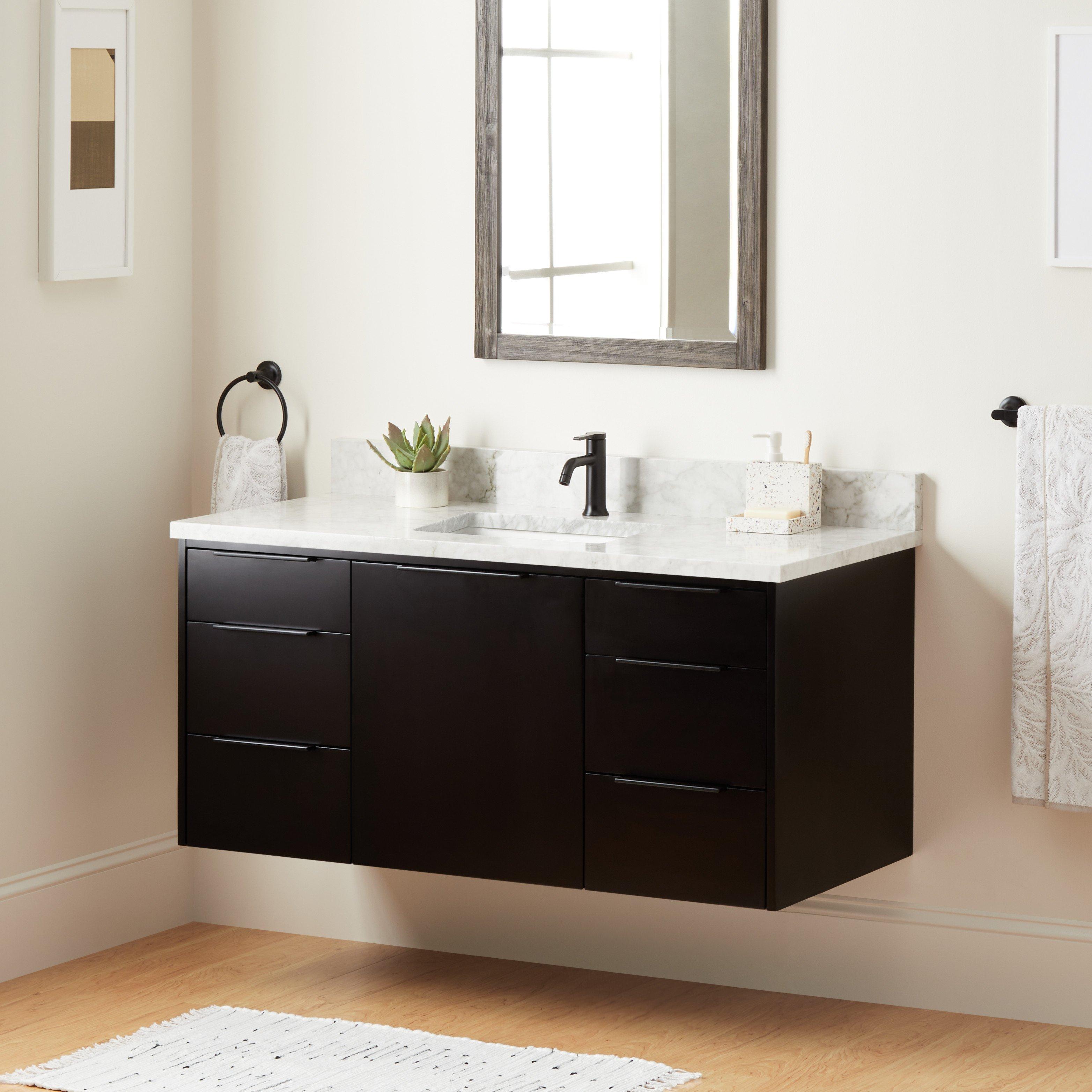 48 Dita Wall Mount Vanity with Rectangular Undermount Sink Black Signature Hardware