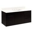 48" Dita Wall-Mount Vanity with Rectangular Undermount Sink - Black - Arctic White Quartz Widespread, , large image number 0