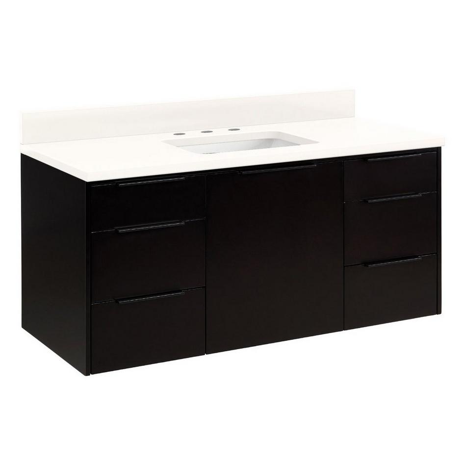 48" Dita Wall-Mount Vanity with Rectangular Undermount Sink - Black - Arctic White Quartz Widespread, , large image number 0