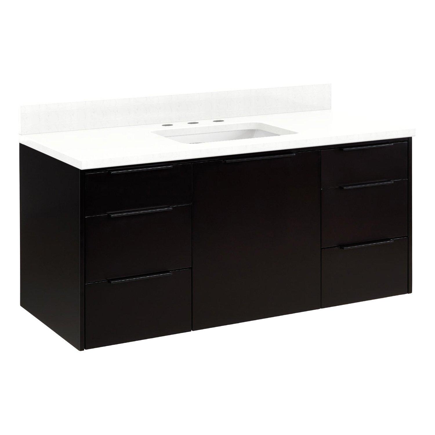 48" Dita Wall-Mount Vanity with Rect Undermount Sink - Black
