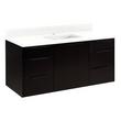 48" Dita Wall-Mount Vanity with Rect Undermount Sink Black-Feathered White Quartz Single Faucet Hole, , large image number 0