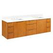 72" Dita Wall-Mount Double Vanity with Rect Undermount Sinks - Honey Oak -Feathered White Widespread, , large image number 0