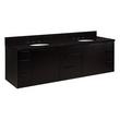72" Dita Wall-Mount Double Vanity with Undermount Sinks - Black - Absolute Black Granite Widespr, , large image number 0