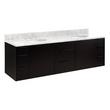 72" Dita Wall-Mount Double Vanity with Undermount Sinks - Black - Carrara Marble Widespread, , large image number 0