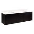 72" Dita Wall-Mount Double Vanity with Undermount Sinks - Black - Arctic White Quartz Widespread, , large image number 0