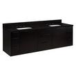 72" Dita Wall-Mount Double Vanity with Rect Undermount Sinks-Black-Absolute Black Granite Widesp, , large image number 0
