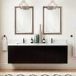 72" Dita Wall-Mount Double Vanity with Rectangular Undermount Sinks - Black, , large image number 2