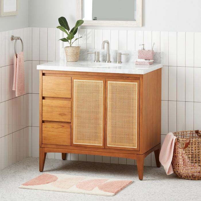 36" Simien Teak Vanity with Rectangular Undermount Sink in Natural Teak