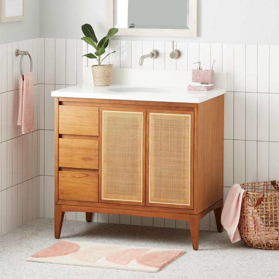 36" Simien Teak Vanity with Undermount Sink - Natural Teak, , large image number 1