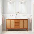 60" Simien Teak Double Vanity with Rectangular Undermount Sinks - Teak, , large image number 1