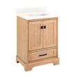 24" Quen Vanity With Rectangular Undermount Sink-Driftwood Brown-Arctic White Quartz No Faucet Holes, , large image number 1