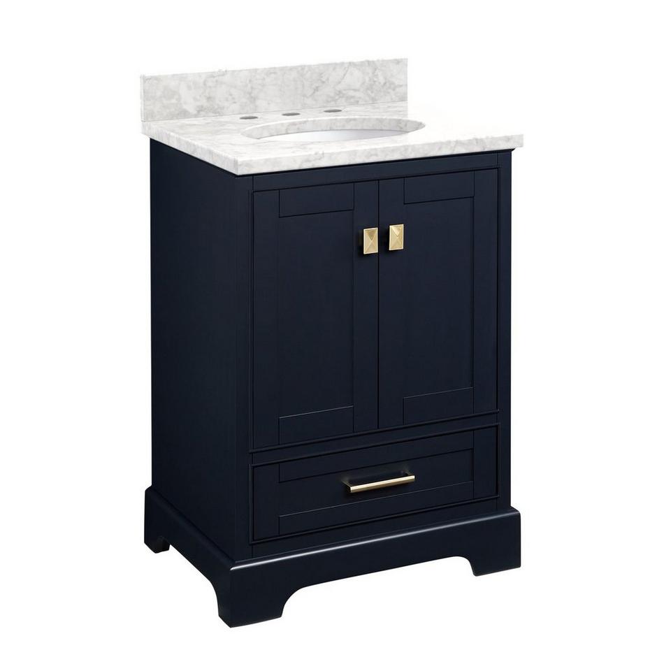 24" Quen Vanity With Undermount Sink - Midnight Navy Blue - Carrara Marble Widespread, , large image number 1