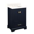 24" Quen Vanity With Undermount Sink - Midnight Navy Blue - Arctic White Quartz Widespread, , large image number 0