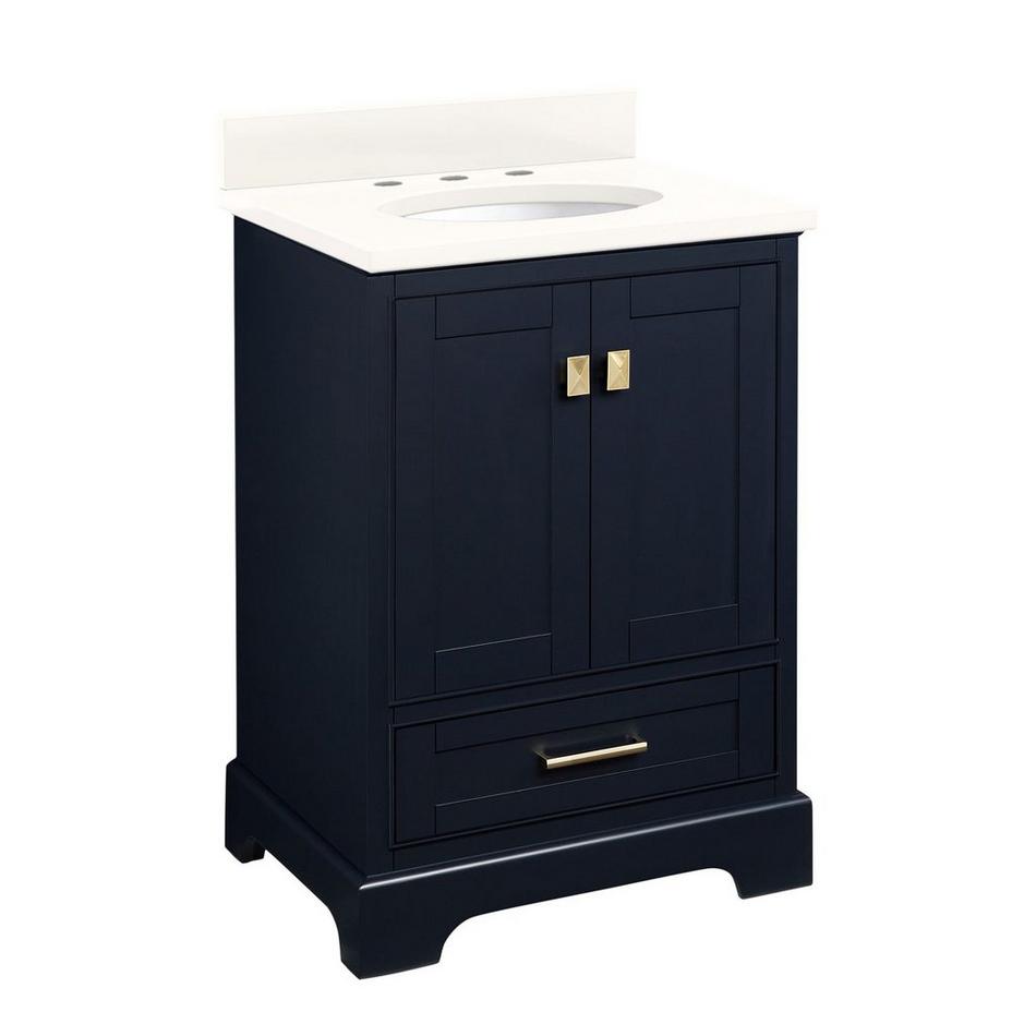 24" Quen Vanity With Undermount Sink - Midnight Navy Blue - Arctic White Quartz Widespread, , large image number 0