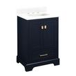24" Quen Vanity With Rect Undermount Sink - Midnight Navy Blue - Feathered White Quartz Widespread, , large image number 0