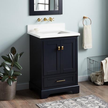 24 inch Small Narrow Bathroom Vanity Navy Blue with Storage  (23.5Wx18.15Dx35H) CCL208NB24