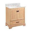 30" Quen Vanity With Rectangular Undermount Sink - Driftwood Brown - Carrara Marble Widespread, , large image number 1