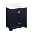 30" Quen Vanity With Rect Undermount Sink - Midnight Navy Blue - Feathered White Quartz Single Hole, , large image number 0