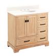 36" Quen Vanity With Undermount Sink - Driftwood Brown - Arctic White Quartz Widespread, , large image number 0