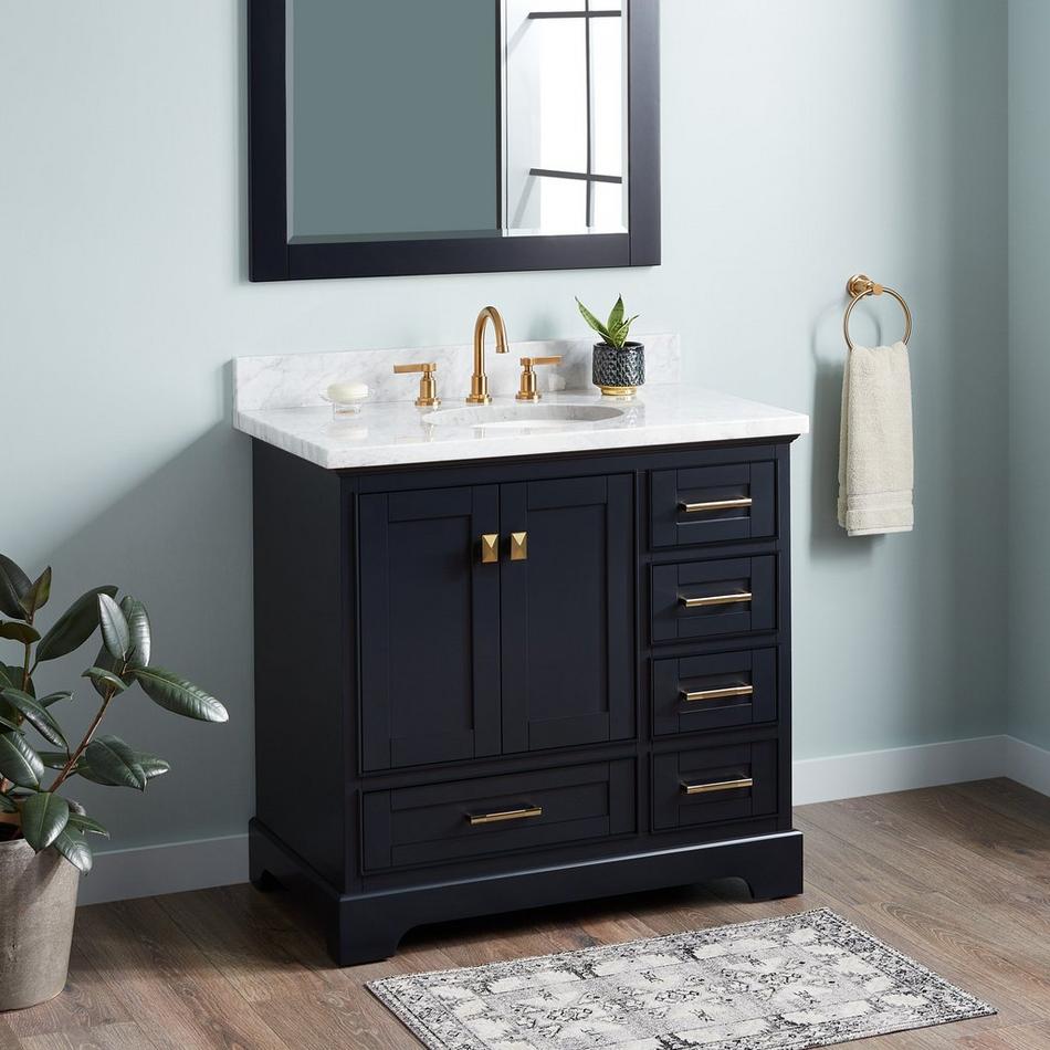 36" Quen Vanity With Undermount Sink - Midnight Navy Blue, , large image number 0